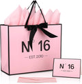 Sweet 16 Gifts for Girls, N°16 EST.2010 Pink sweet 16 Gift Bag with Card Envelope Ribbon Tissue Papers Birthday Decorations Anniversary Party Favors for Daughter Granddaughter Friends