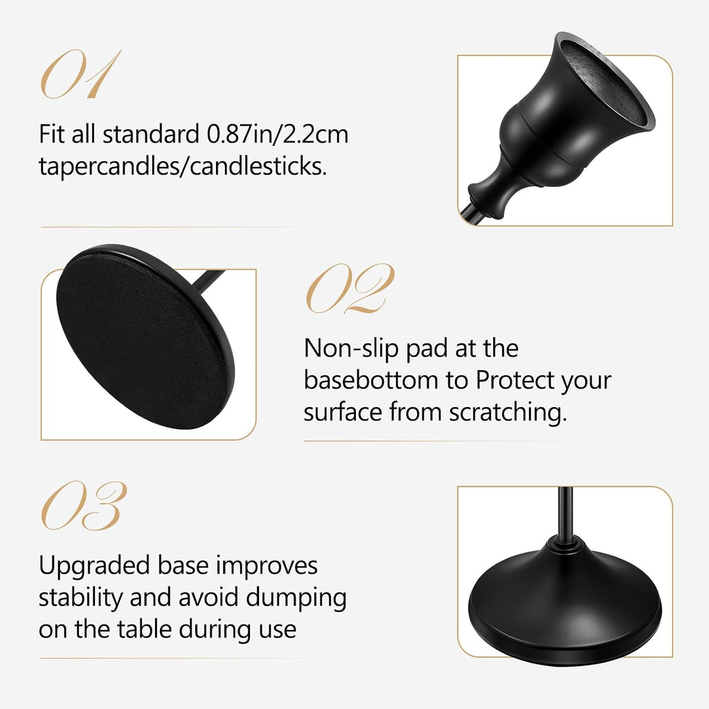 Candlestick Holders 6 PCS Metal Taper Candle Holders, KSWING Black Candle Stick Holders Set, Perfect for Table Centerpiece Mantel Party Wedding Christmas Home Decor, Set of 6