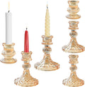 Glass Candlestick Holders Set of 6, Taper Candle Holder for Wedding Festival Christmas Party Valentine's Decor, Table Centerpieces (Amber)