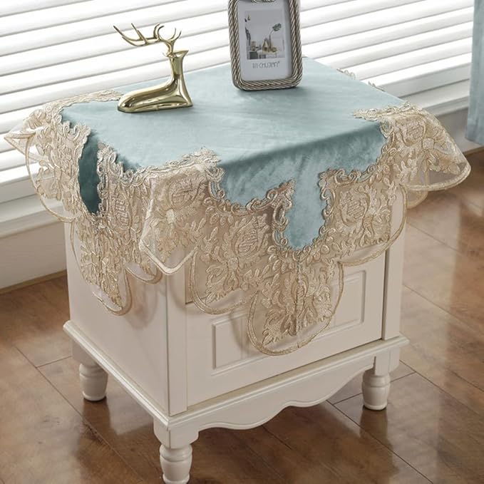 vctops Damask Lace Patchwork Tablecloth Luxury Square Small Table Cover Elegant Floral Embroidered Lace Table Cloth for Party Kitchen Dinning Picnic Decoration (Type L,32"x32")