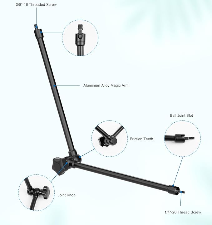 Microphone Stand Holder,21.5" Long Flexible Adjustable Magic Arm Super Crab Clamp Mic Clip 3/8"-16 to 5/8"-27 Adapter Mount,Compatible with Shure/Fifine /AT2020 /Pyle/Blue Snowball/Razer