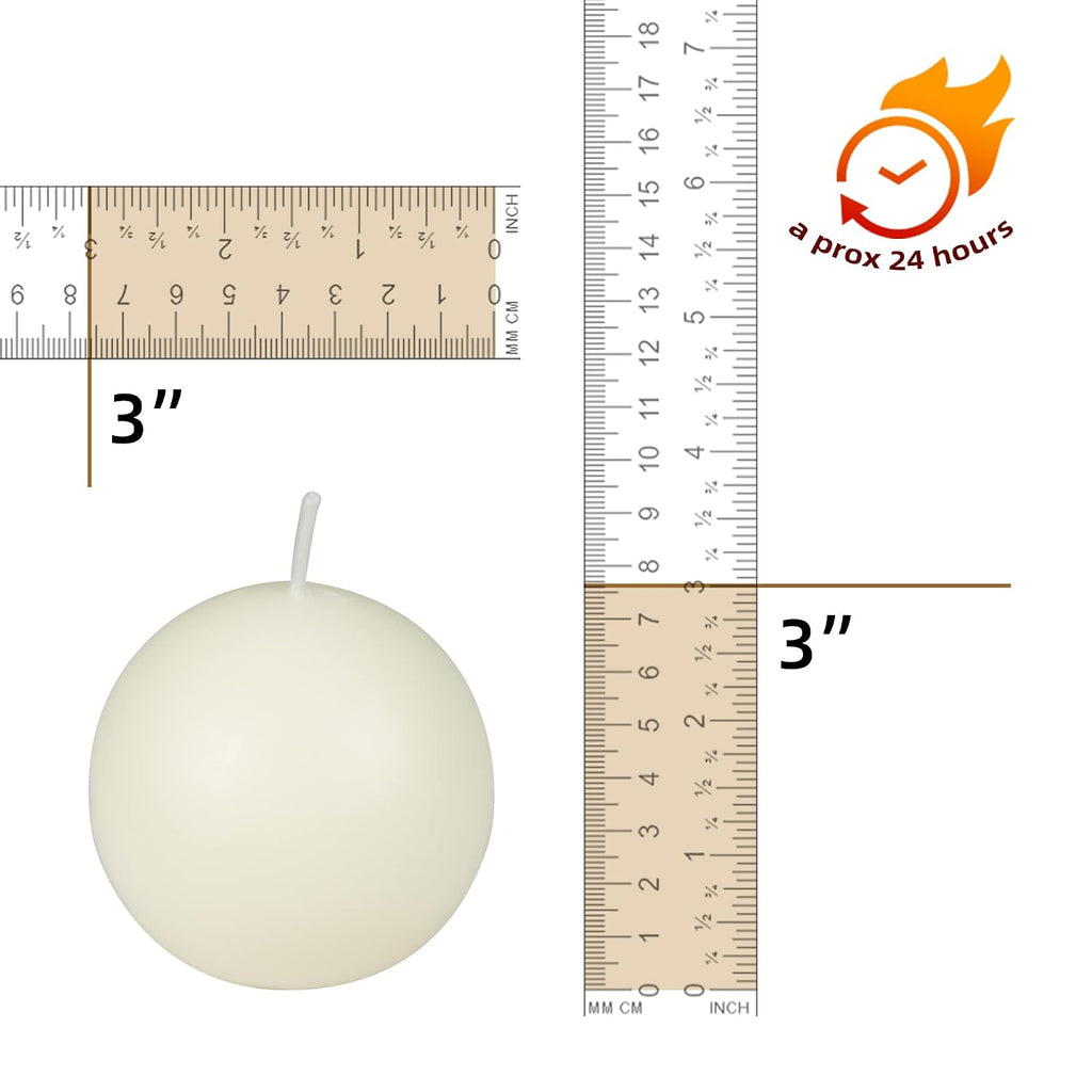 3 Inch Pale Ivory Ball Candles