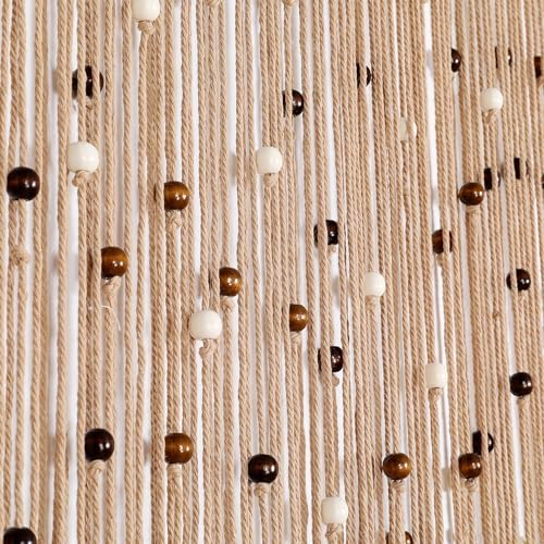 bechaeo boho macrame bead curtain for door window, side view
