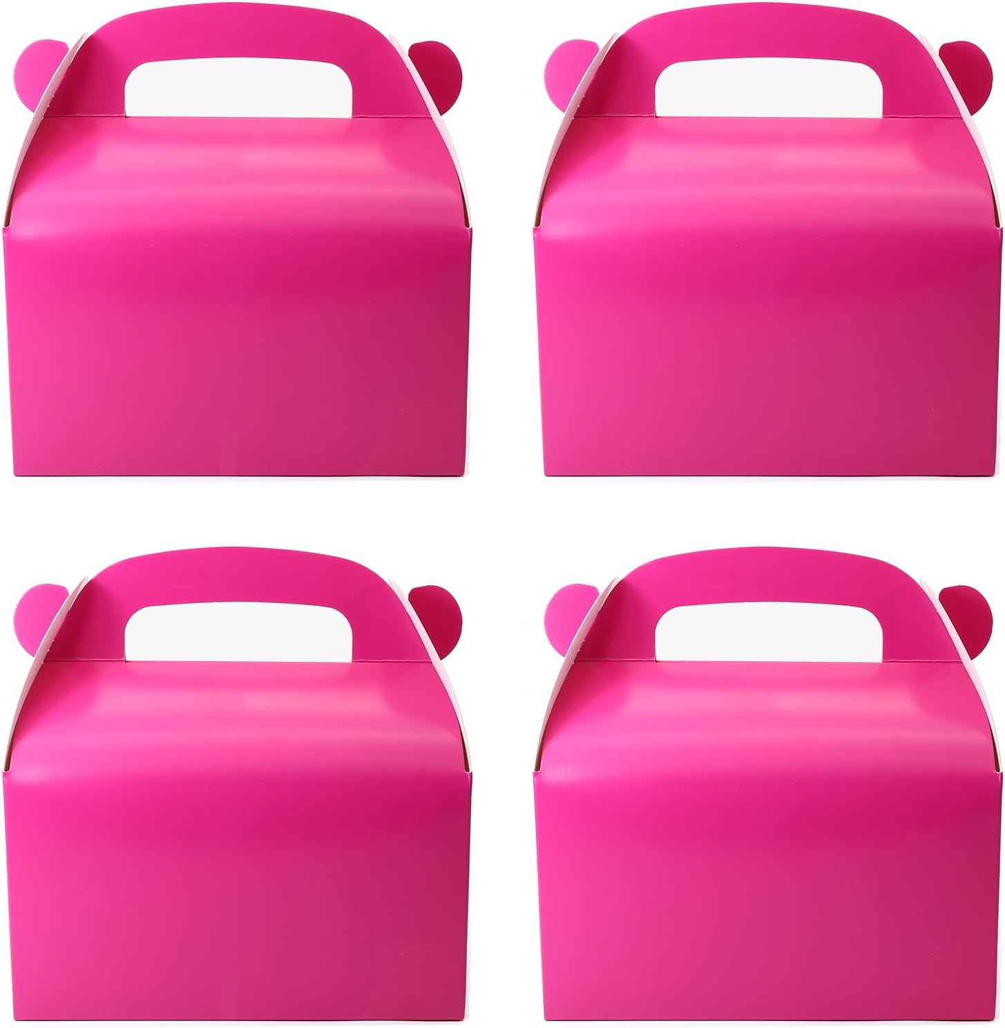30Pcs Hot-Pink Party Favor Treat Boxes Gable Gift Boxes with Handles | Candy Paper Boxes Perfect for Bright Pink Theme Party, Birthday Party Baby Shower Decoration Supplies.