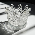 Crystal Crown Glass Candlestick, Multi-Use Glass Holder for Aromatherapy Candles, Jewelry Storage, Beauty Blender Organizer & Table Ashtray