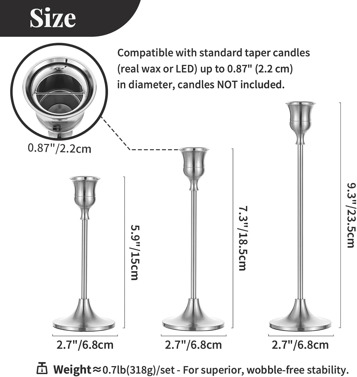 NUPTIO Candlestick Holders Vintage Centerpiece: Sold Aluminum, Set of 6