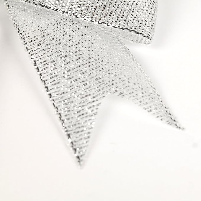 50pcs 3-1/2" Silver Twist Ties Metallic Silver Bows with Twist Tie Bows Fish Tail Cuttiog(Silver.)
