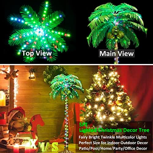 5ft light up palm trees outdoor with remote, side view