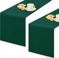 2 Pack Green Small Short Table Runner 12 x 36 Inch Solid Color Runners Coffee Table Dresser for Daily Party Home Decoration