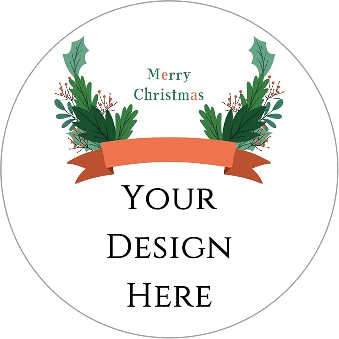 100-1000pcs Custom Stickers Merry Christmas Stickers Personalized Labels Adhesive Xmas Decorative Envelope Seals Stickers for Cards Gift Boxes(Round-8)
