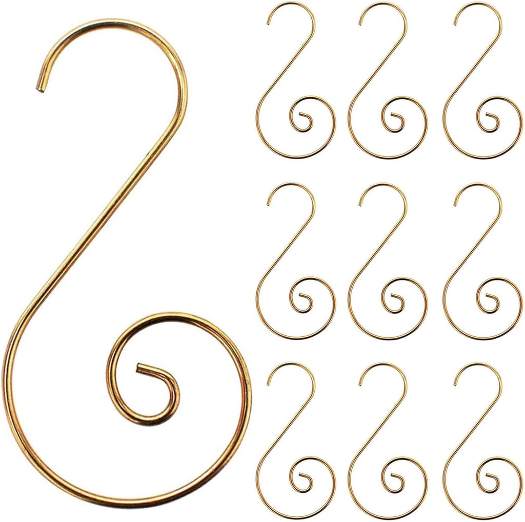 40Pcs Gold Christmas Ornaments Hangers Hooks for Christmas Tree Baubles, String Lights – Reusable Swirl S Hooks for Easy Xmas Art Craft Decorations