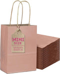 qiqee 24 Pcs Coffee Mini Paper Gift Bags with Handles 6"x4.5"x2.5" Small Brown Kraft Party Favor Bags Treat Bags Multiple Uses (Mini size)