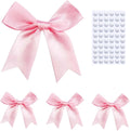 Elegant Gift Wrap Bows, 50PCS 3.3 Inch Mini Satin Ribbon Bows for Crafts Treat Bags Cake Baking Christmas Party Decors Wedding Birthday Baby Shower Valentines (Pink)