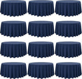 12 Pack 108 Inch Round Tablecloth, Navy Blue Polyester Table Cloth for Round Table, Fabric Washable TableCover for Wedding Party Dining TableBuffet Banquet Restaurant and Camping