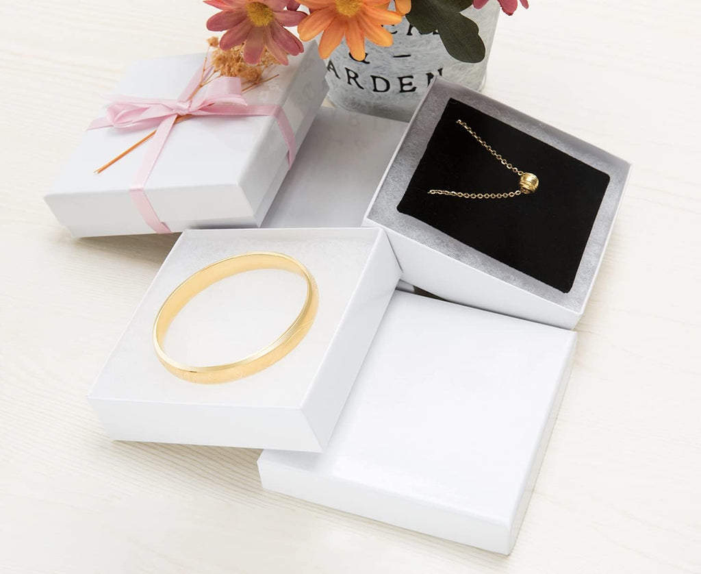 Magicool Hanger Magicool 20 Pack 3.5x3.5x1 Inch Cardboard Jewelry box Necklaces,Bracelets,Earrings,Small Gift Packaging,Jewelry Gift Boxes Lids Filled Cotton(White), 3.5x3.5x1 Inch (Pack of 20)