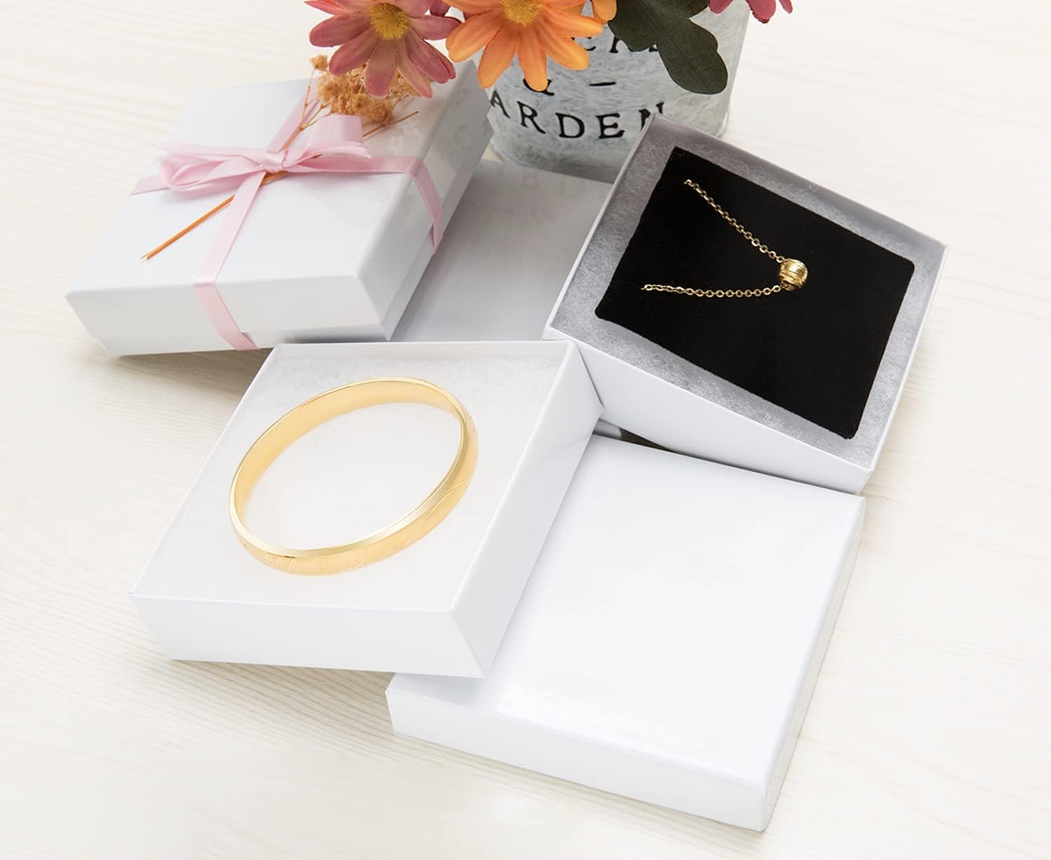 Magicool Hanger Magicool 20 Pack 3.5x3.5x1 Inch Cardboard Jewelry box Necklaces,Bracelets,Earrings,Small Gift Packaging,Jewelry Gift Boxes Lids Filled Cotton(White), 3.5x3.5x1 Inch (Pack of 20)