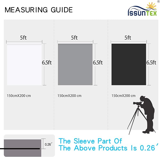 ISSUNTEX 5X6.5 ft White Background Backdrop,Photo Studio,Collapsible High Density Screen for Video Photography and Television