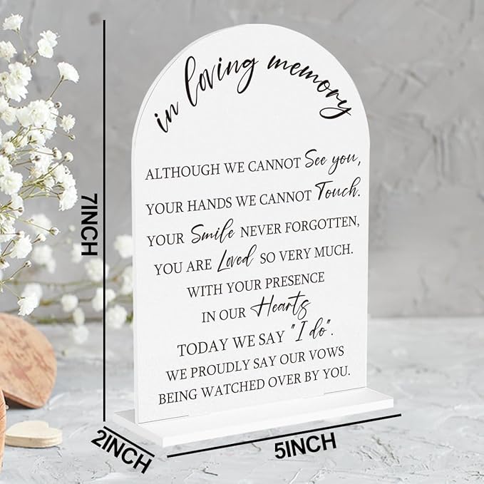 In Loving Memory Wedding Sign, Wedding Engagement Bridal Shower Baby Shower Reception Event Party Table Desk Acrylic Decor