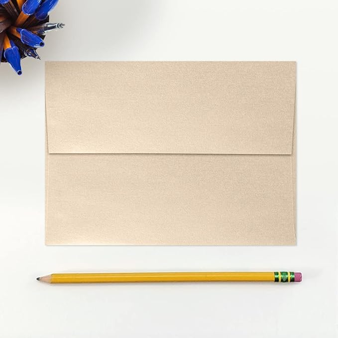 LUXPaper A7 Invitation Envelopes | Peel & Press | 5 1/4" x 7 1/4" | Taupe Metallic | 80lb. Text | 1,000 Qty