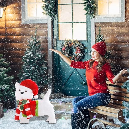 bshine lighted christmas dog decor, pre lit led showing dimensions