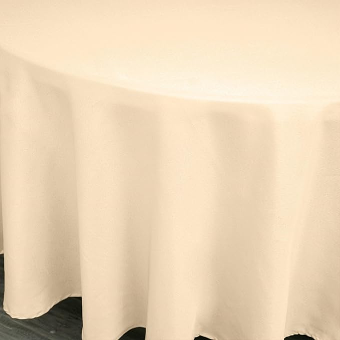 Efavormart Round Tablecloth, 108 Inch Stain & Wrinkle Resistant Washable Table Cloth, Decorative Polyester Fabric Table Cover for Banquet, Wedding, Dining- Beige