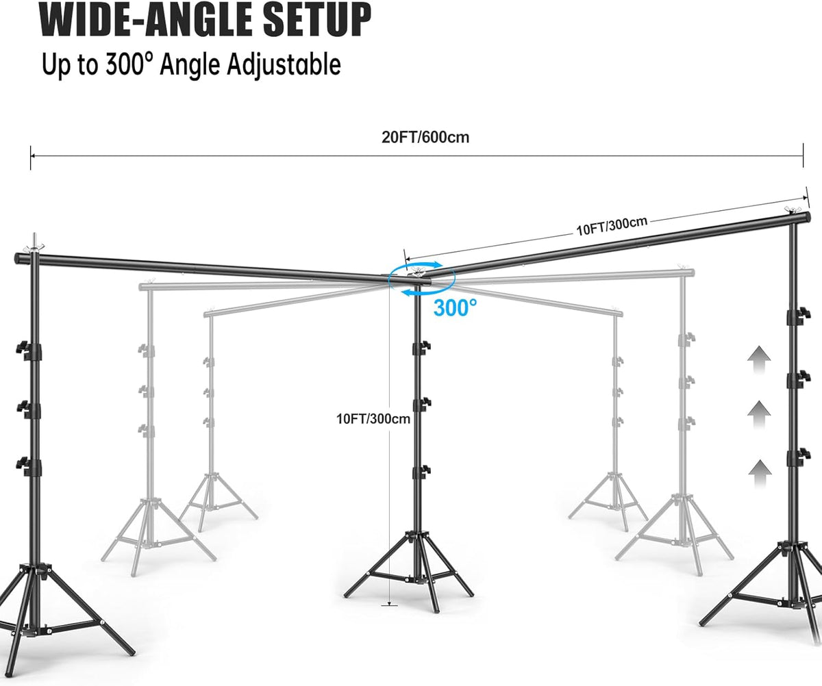 10x20FT Backdrop Support Stand for Photography，Adjustable Width & Length ...
