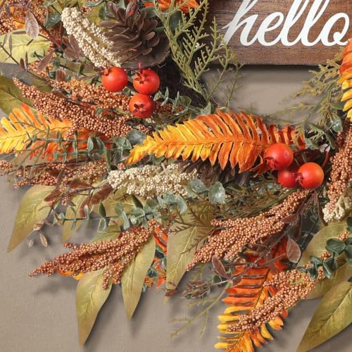 paper fair 26 inch fall wreath for front shown in use