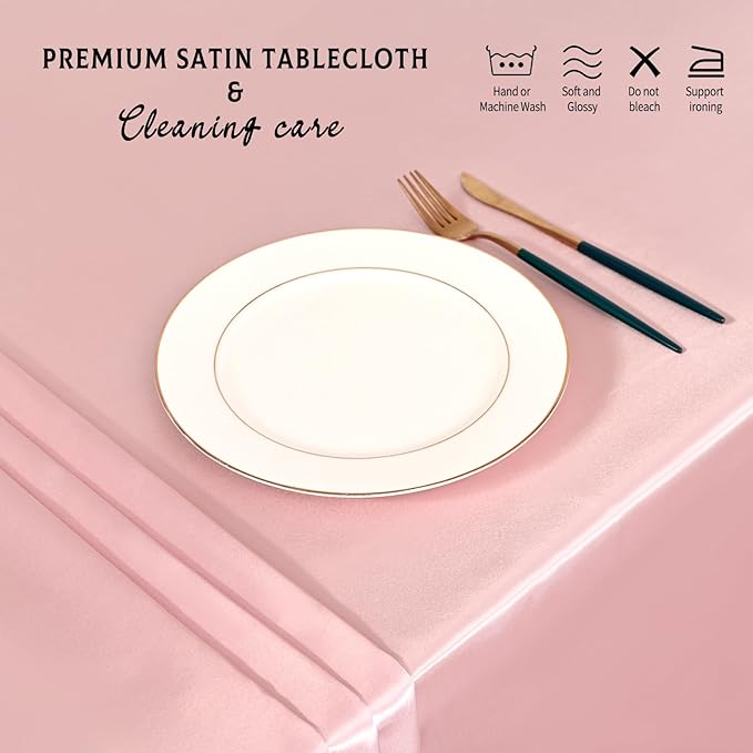6 Packs Satin Tablecloth 57 x 108 Inch Rose Gold Rectangular Table Cloth Silk Tablecloth Smooth Fabric Overlay Satin Table Cover Decoration for Wedding Party Banquet Events