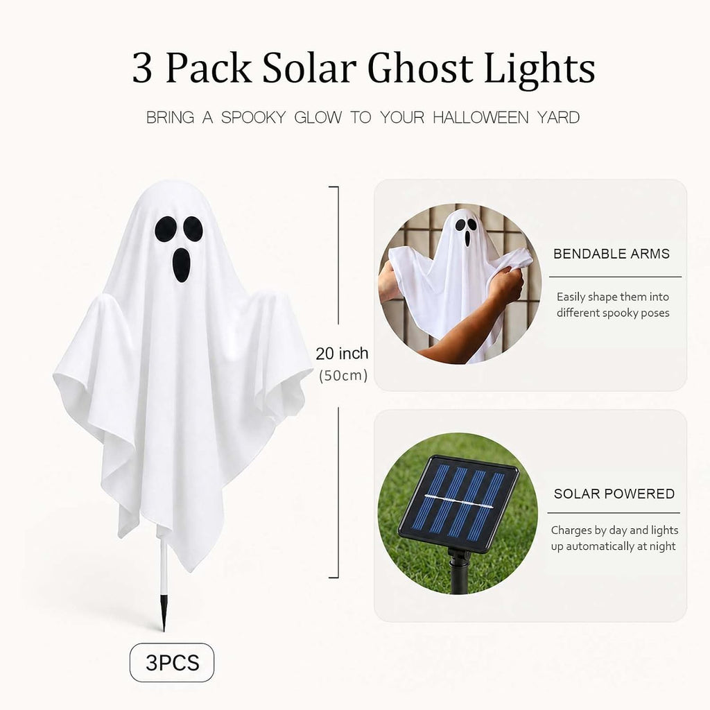 halloween ghost decorations outdoor solar powered yard pathway shown in use