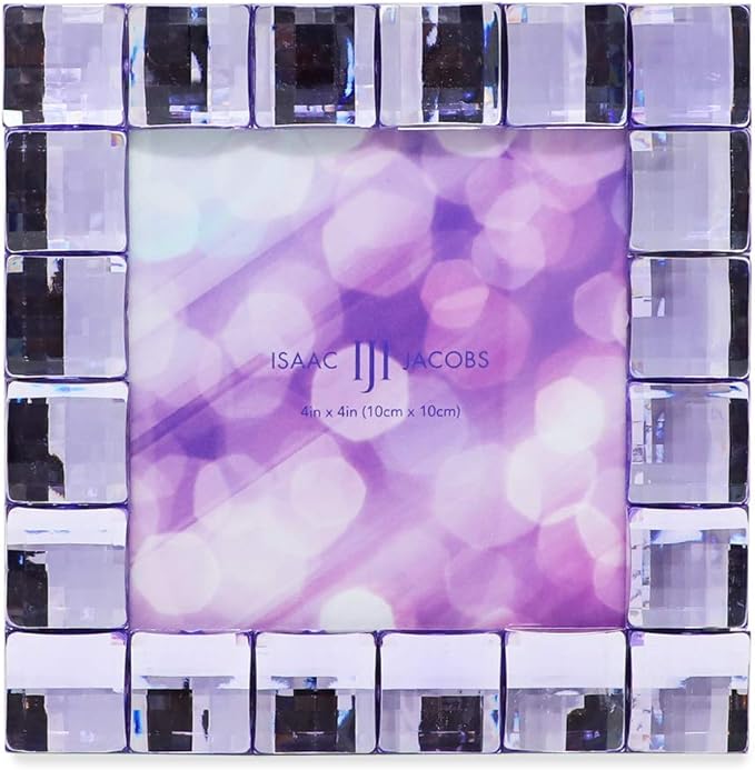 Isaac Jacobs Decorative Sparkling Light Purple Jewel Picture Frame, Photo Display & Home Décor (4x4, Light Purple)