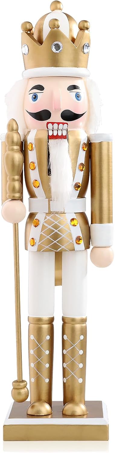 nutcracker christmas decor,15 inch wooden gold king figures, main product view