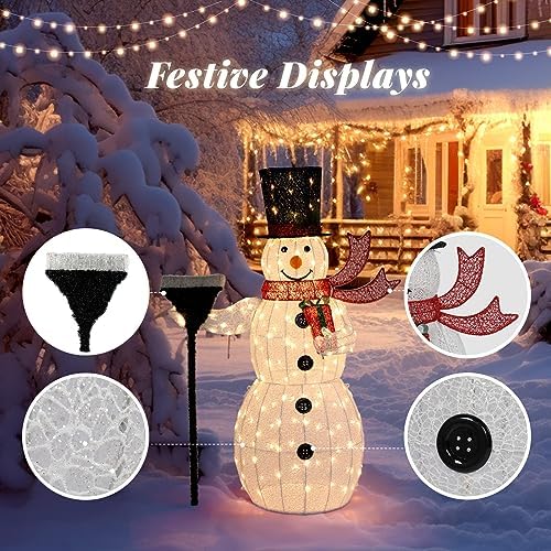 vingli 5ft outdoor snowman christmas decorations, lighted outdoor, package contents