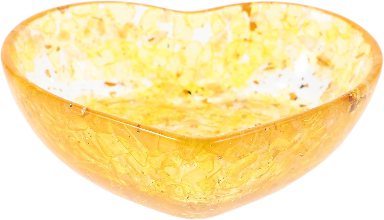 jojofuny Heart Shaped Candle Holder Resin Craft with Natural Crystal Stone Decor Bowl, Sturdy and Handpolished Decorative Ornament for Living Room or Bedroom Accent