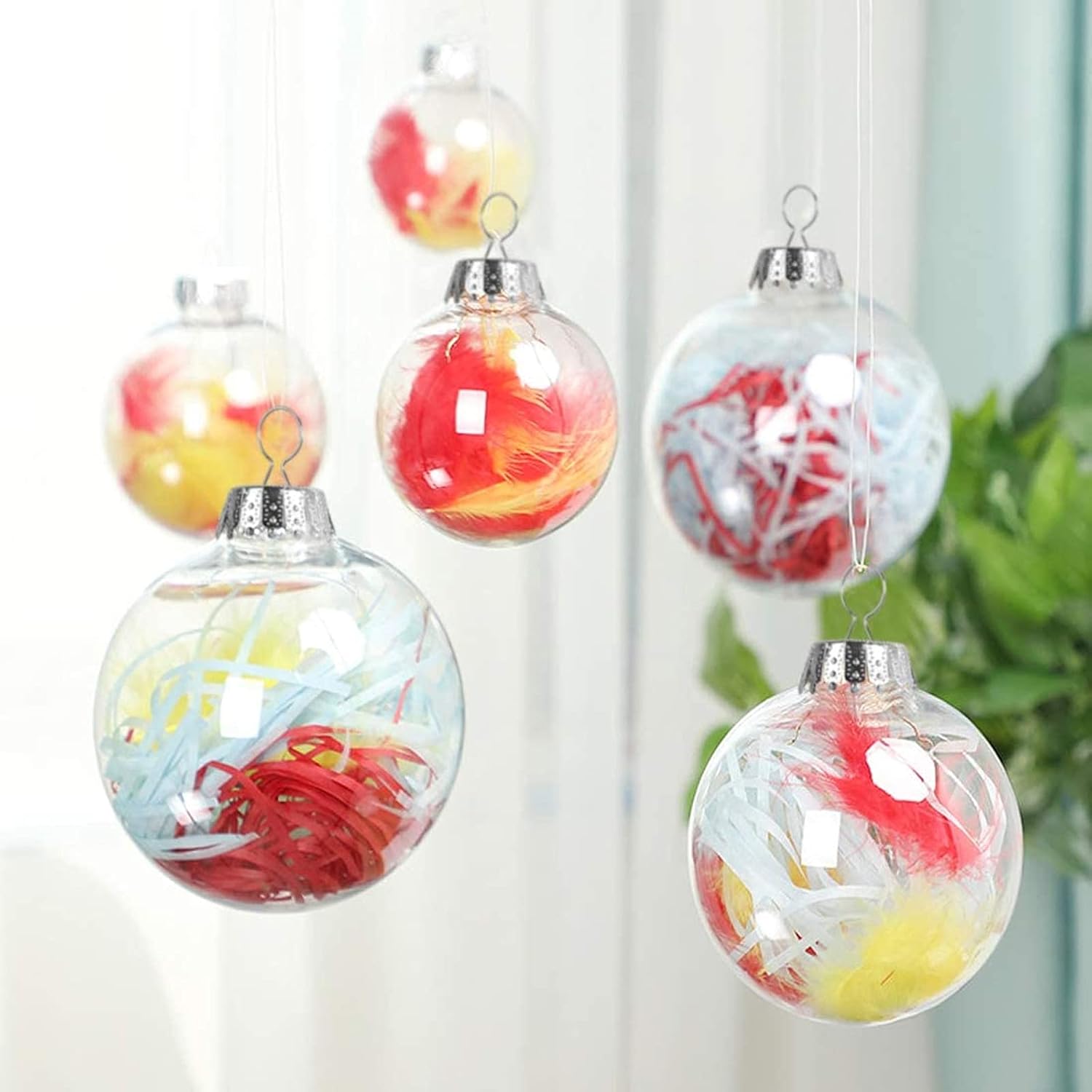 20 Pcs Clear Plastic Fillable Ornament Balls, Removable Top Clear Hanging Ornaments Ball, DIY Plastic Ornaments Round Balls, Perfect for Decoration On Christmas Trees, Wedding, Party (60 mm)