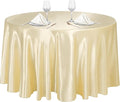 Ruisita 120 Inches Round Satin Tablecloths Champagne Overlay Round Satin Table Cover Bright Silk Tablecloth Smooth Fabric Tablecloth for Wedding Banquet Table Decoration