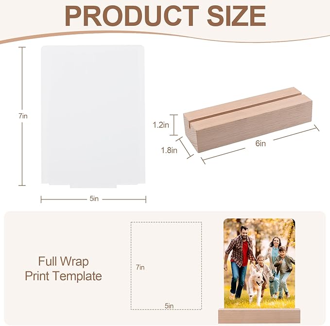 5" x 7"- 6pcs Acrylic 4pcs Frame Sublimation LED Acrylic Photo Frames Night Lights Blanks Heart Shape,with Warm Color Light with Wood Stand for Heat Press Machine Printing