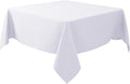 Biscaynebay Textured Fabric Square Tablecloths 90x90 Inches, White Water Resistant Card Table Cloth Folding Table Cover for Dining, Kitchen, Wedding and Parties etc. Machine Washable