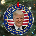 Trump Christmas Ornaments 2026 - Donald Trump Ornament - Glass Patriotic Christmas Tree Decoration - 45-47 President Donald Trump Merchandise Supporters White House Flag - Americas 250 250th