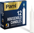 PAMI Traditional Shabbat Candle Sticks [12-Pack] - Unscented Taper Candles with 3 Hours Burning Time- Paraffin Shabbos Candles with Beautiful Flame- Tall Dinner Candles for Candlestick Holders