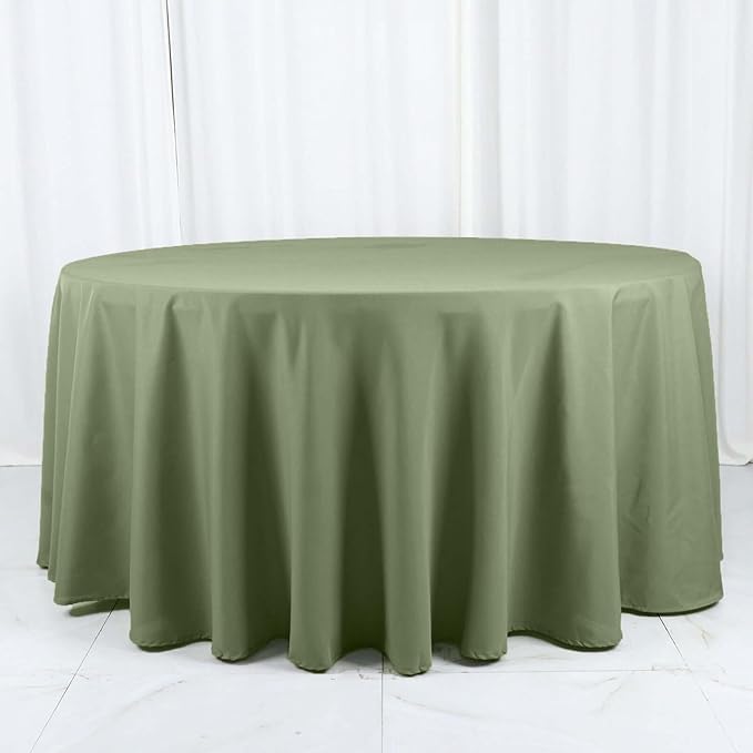 Efavormart Round Tablecloth, 120 Inch Stain & Wrinkle Resistant Washable Table Cloth, Decorative Polyester Fabric Table Cover for Banquet, Wedding, Dining - Eucalyptus Sage Green