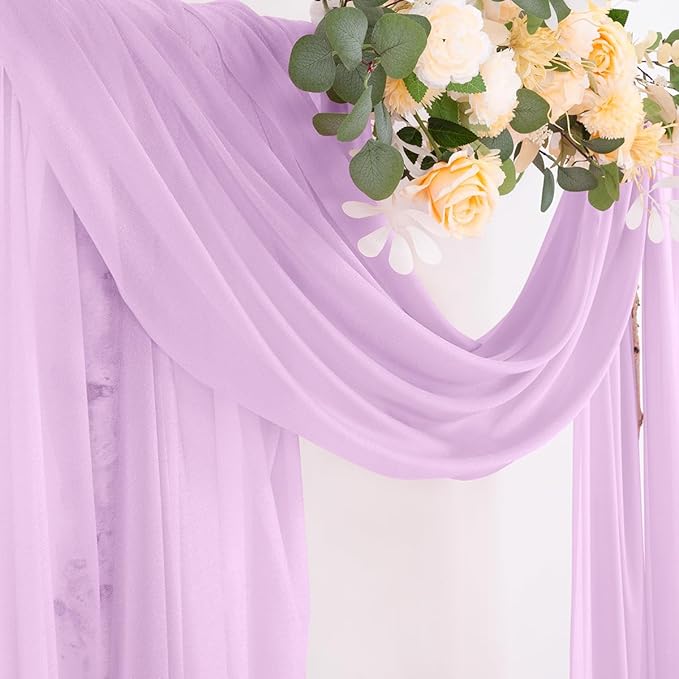 Socomi Lilac Purple Wedding Arch Draping Fabric 29" x 20Ft 1 Panel Sheer Outdoor Curtain Drapes Extra Long for Bridal Baby Shower Ceremony Birthday Party Decor