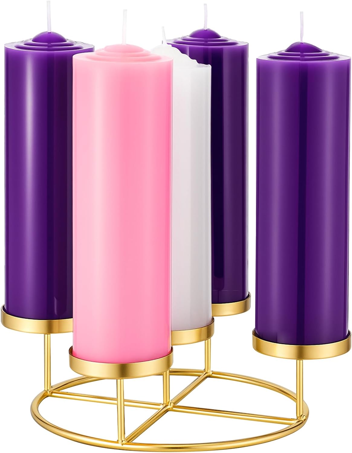 Newtay Christmas Advent Wreath Ring with 5 Pillar Candle Holder Advent Wreath Holder Table Decoration Xmas Metal Candlesticks Ring for Holiday Christmas Home (Gold,Candle Cup Diameter 2.04 inches)