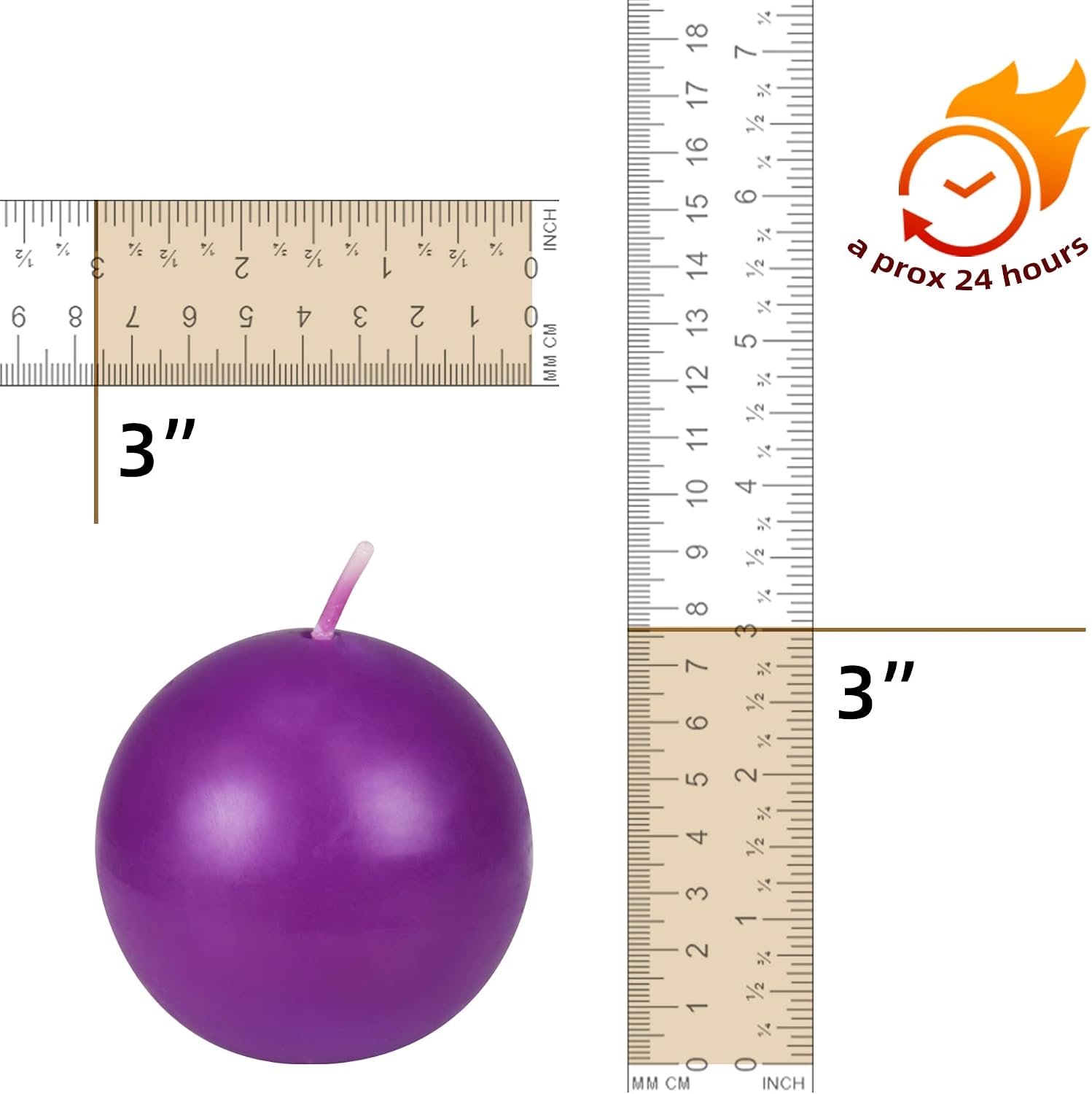 Zest Candle 6-Piece Ball Candles, 3-Inch, Purple