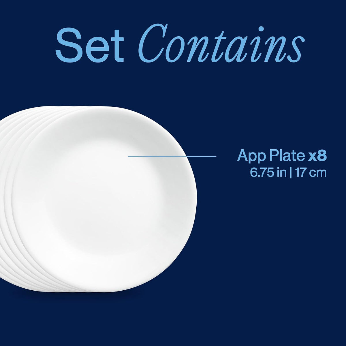 Corelle Winter Frost White 8-Piece 6.75-Inch Appetizer Plate Set