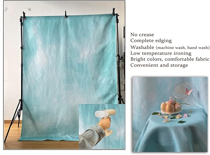 5x7ft Aqua Abstract Solid Photography Backdrops Gradient Portrait Photo Booth Background for Photographyer