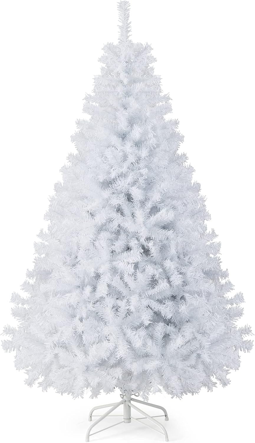 goplus 6ft white artificial christmas tree with 1000, main product view