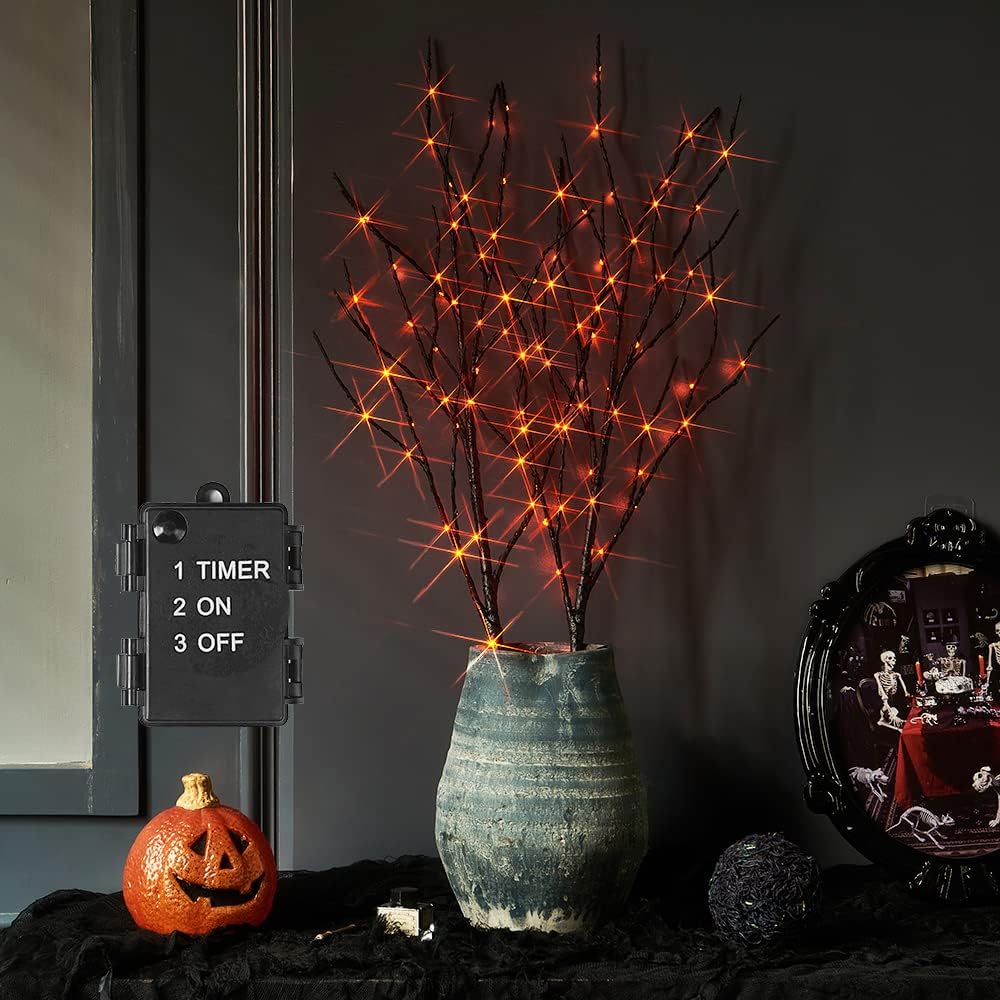 hairui lighted halloween tree branches with timer 32in shown in use