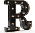 Light Up Black Alphabet Marquee Letters Sign LED Marquee Number Lights Sign for Night Light Home Bar Christmas Lamp Birthday Party Wedding Decoration R