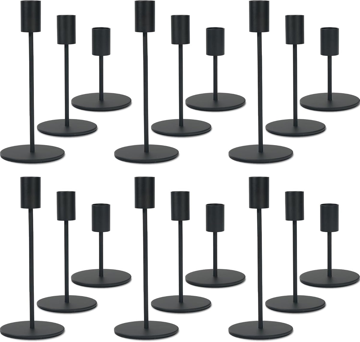 Black Candlestick Holders Set of 18, Bulk Decorative Metal Candelabra Fits 0....