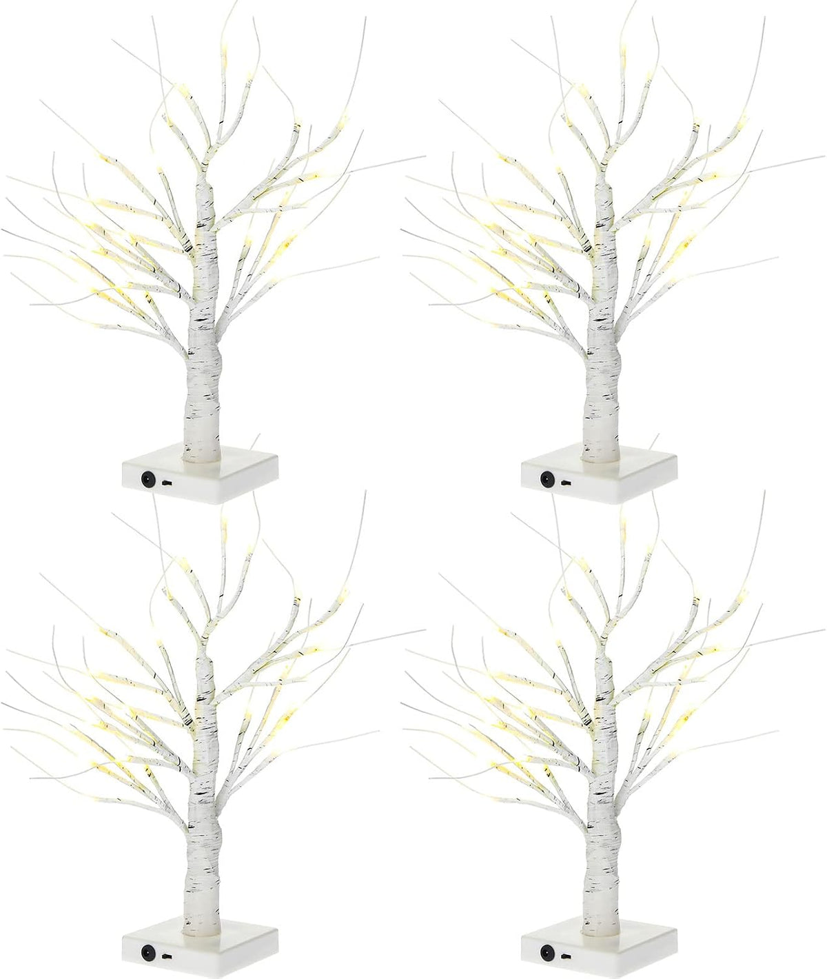 macarrie 4 pcs lighted birch trees tabletop christmas, main product view